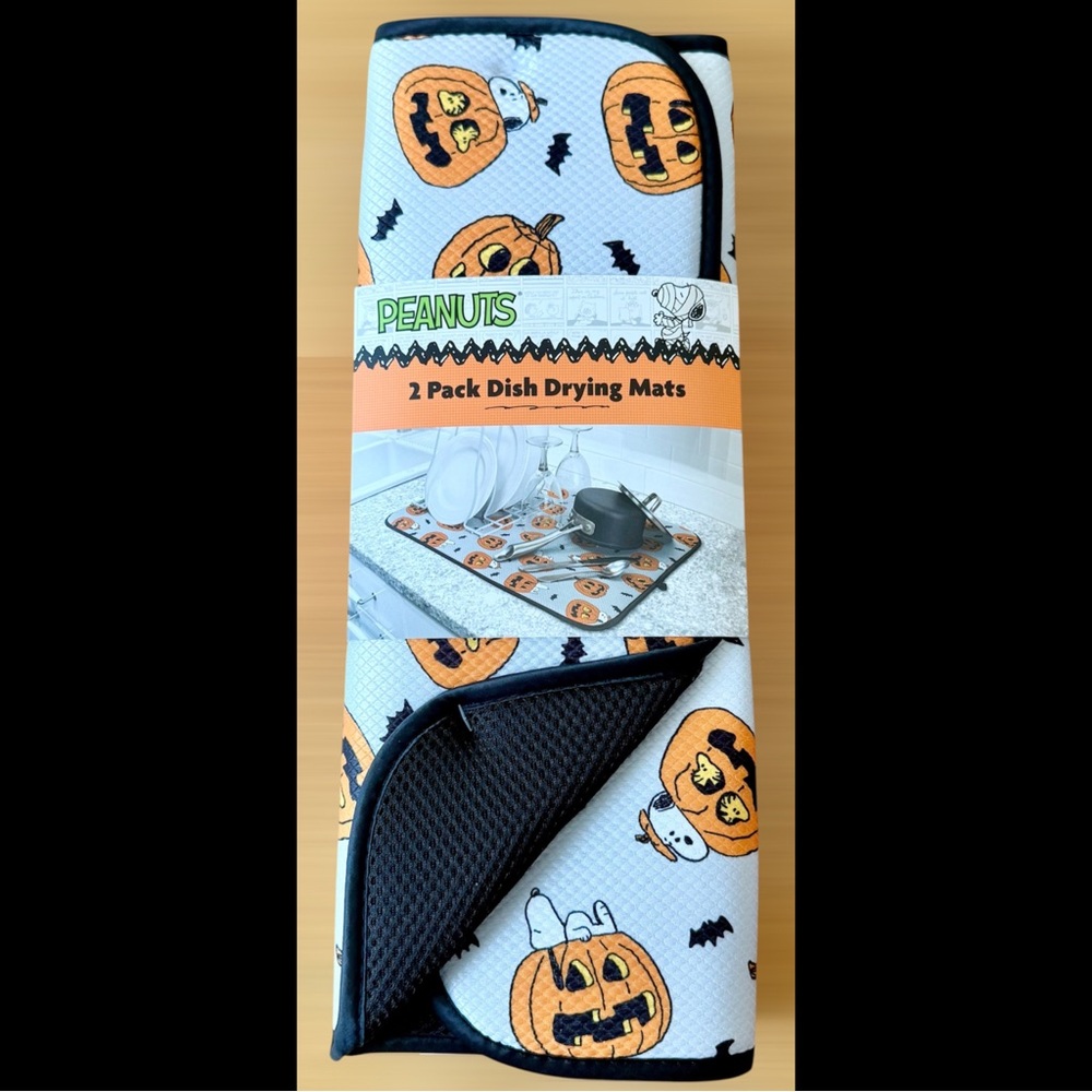 Peanuts Snoopy & Woodstock Halloween Two Pack Dish Drying Mats BRAND NEW!!